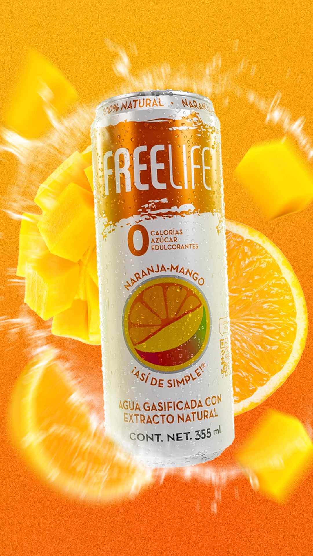 Sabor Naranja Mango Freelife Agua Gasificada