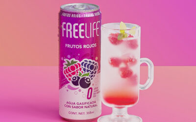 Raspberry Mint Fizz con agua gasificada