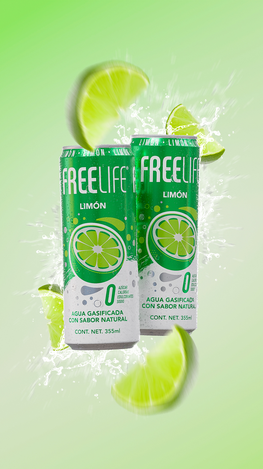 Freelife Agua gasificada con sabor Limón 100% natural, sin calorías, sin azúcar y sin sodio.